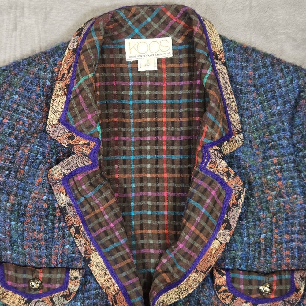 KOOS Van Den Akker Women’s 100% Wool Tweed Jacket Blazer Sz 10 Multicolor Artsy - Picture 4 of 14